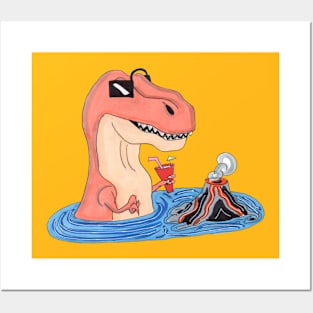 Hot Tub T-Rex Posters and Art